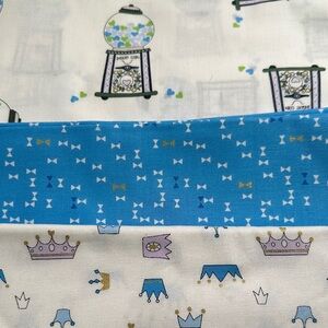Fabric 3 yds Blue, Lavender and White Crown and Candy Print by Michael Milller